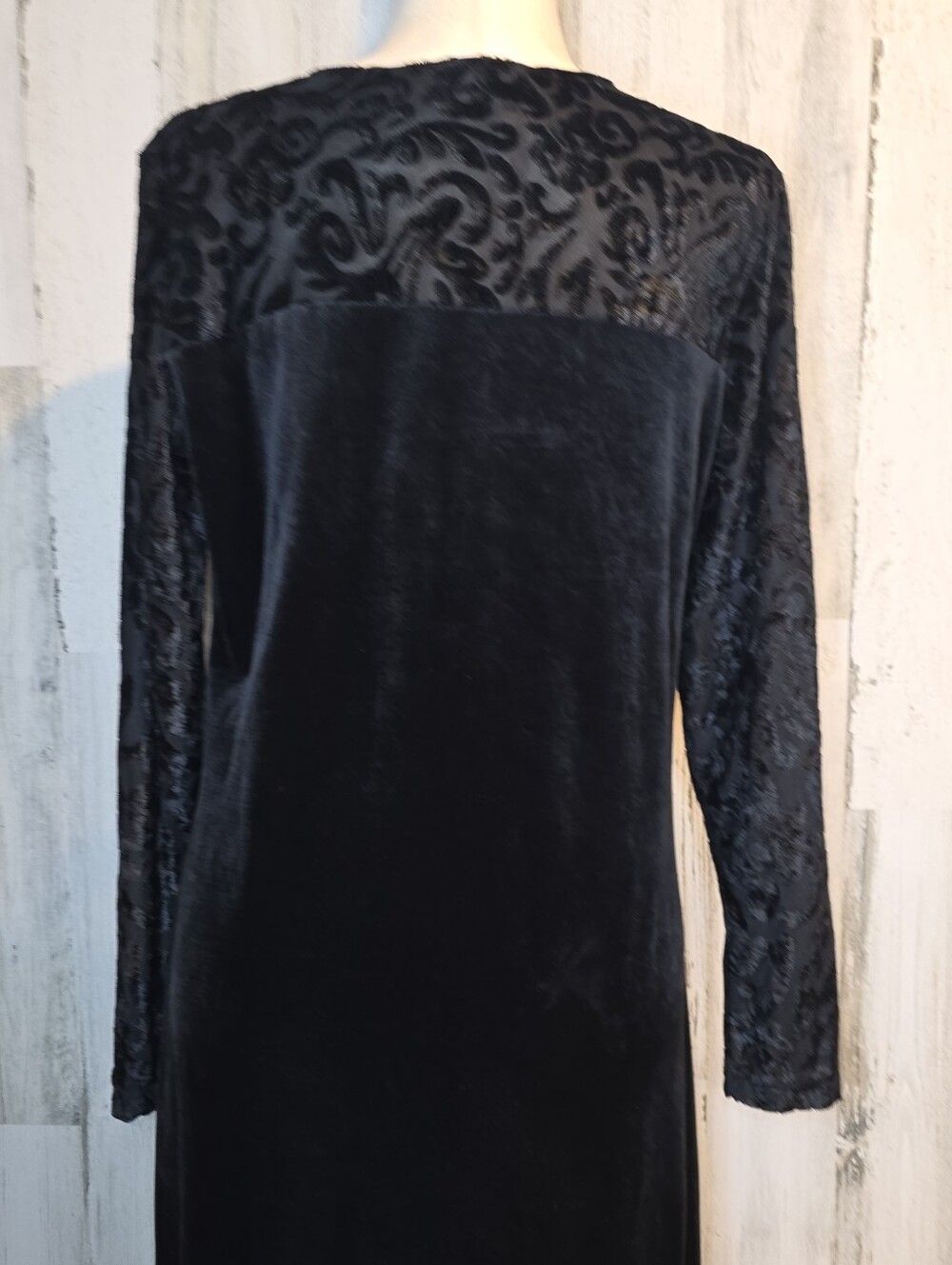Vintage Diane von Furstenberg DVF Black Velvet Burnout Maxi Dress M Whimsy Goth - Picture 7 of 11